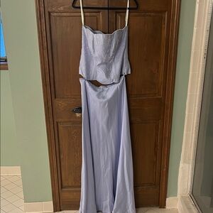 David's Bridal Strapless Light Blue Dress